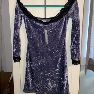 Kimchi Blue Velvet Mini Dress in Purple and Black